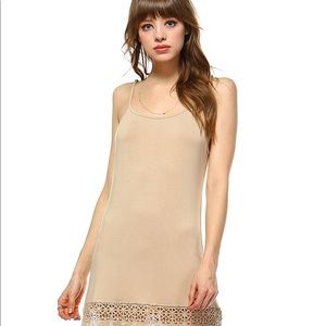 Top Stitch dune tunic tank with crochet lace hem